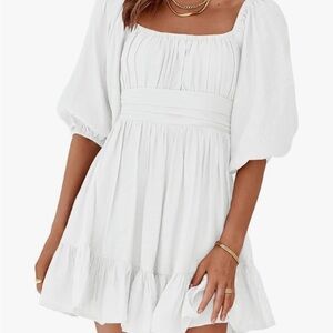 Tie Back Puff Sleeve Dress